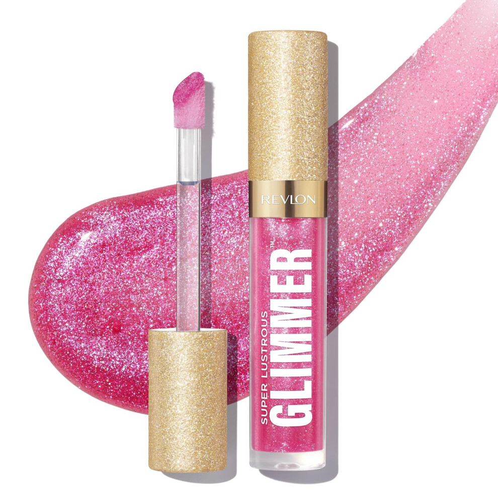 REVLON Super Lustrous Glimmer Gloss NonSticky Lip Gloss HighShine Finish PlantBased Glitter 008 Rose Glow 013 fl oz