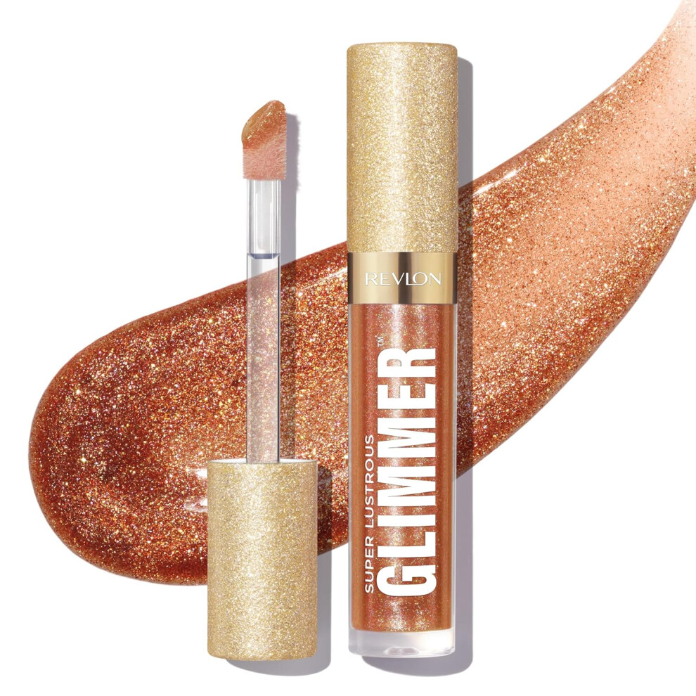 REVLON Super Lustrous Glimmer Gloss NonSticky Lip Gloss HighShine Finish PlantBased Glitter 006 Bronze Spark 013 fl oz
