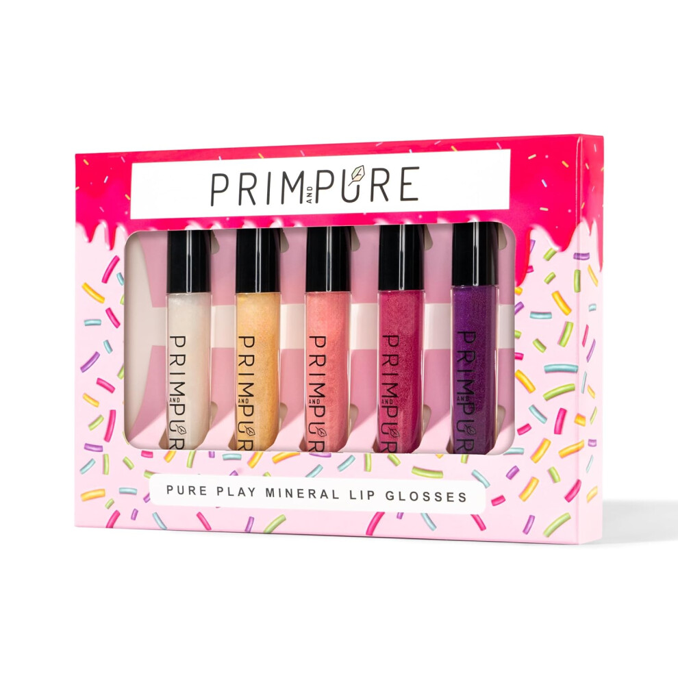 Prim and Pure Mineral Play Lip Gloss Set Pack of 5  100 Natural Organic Vanilla Cupcake Birthday Girls Nontoxic Kids Lip Gloss Made in the USA-image-OPC-PGJ7GXR-NEW