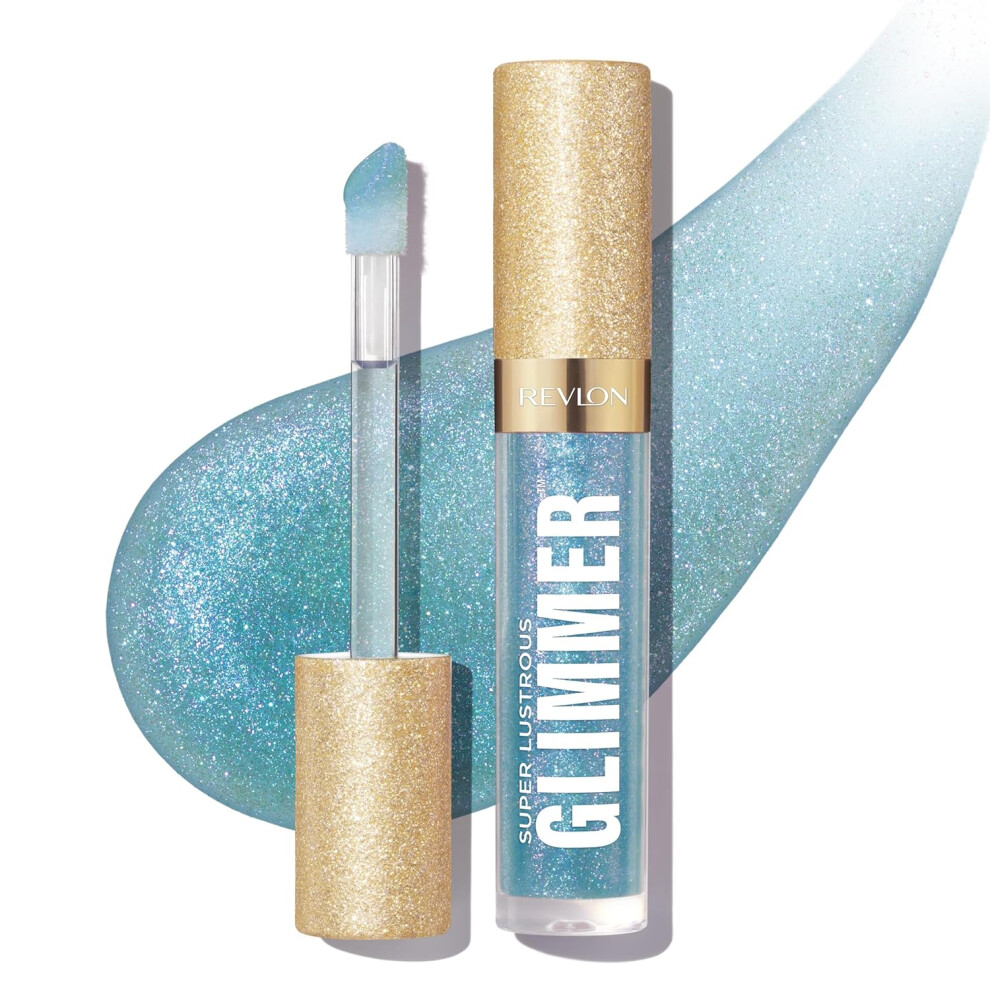 REVLON Super Lustrous Glimmer Gloss NonSticky Lip Gloss HighShine Finish PlantBased Glitter 010 Indigo Ice 013 fl oz