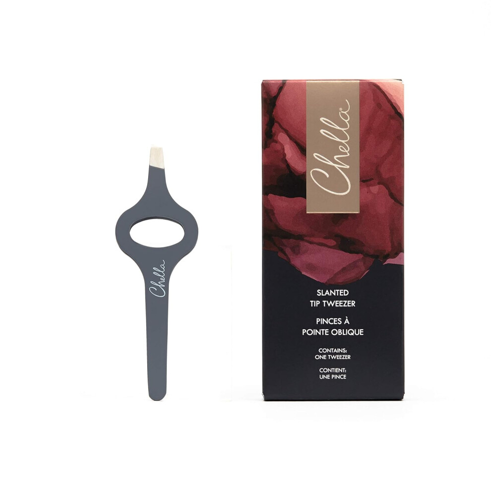 Chella Eyebrow Tweezers Rubber Coated Stainless Steel Slanted Brow Tweezer