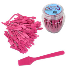 PANA 100pcs Brand Cosmetic Make Up Disposable Plastic 2.5"""" Spatulas Skin Care Facial Cream Mask Spatula (100 Pieces in a Container) (PINK)