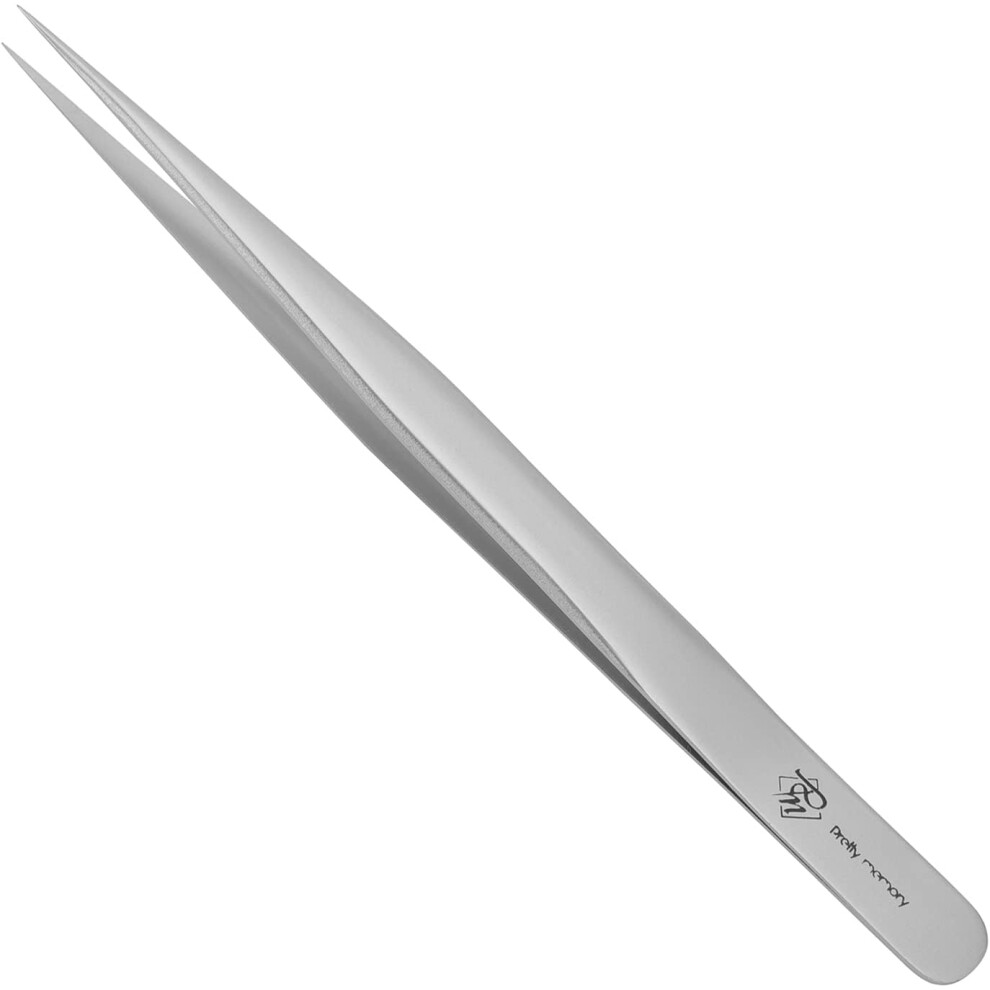 Memory Lane Silver Pretty Memory Pointed Tweezers For Eyelash Extensions Stainless Steel Precision Straight Tip Lash Tweezers For Isolation And Individual Lashes