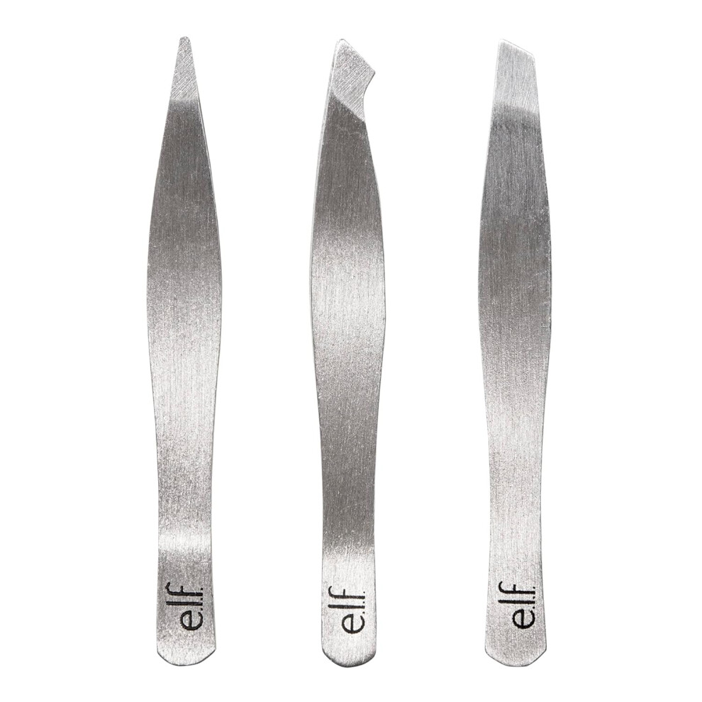E.l.f. Elf Tweezer Trio Kit Three Mini Eyebrow Tweezers For Shaping Defining Grooming Brows Great For Touchups On The Go Vegan Crueltyfree