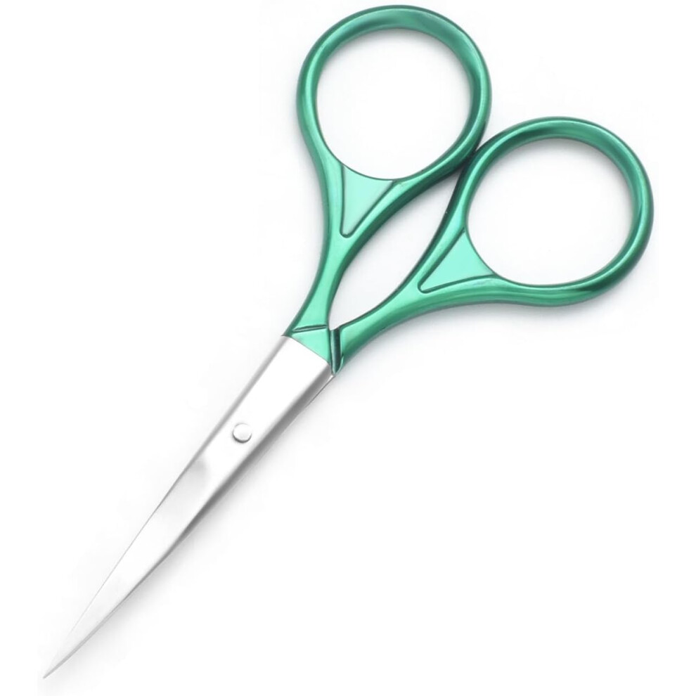 Motanar Green Precision Scissors 39 Inch Stainless Steel Multipurpose Beauty Grooming Kit For Facial Hair Eyebrow Eyelash Beard Moustache