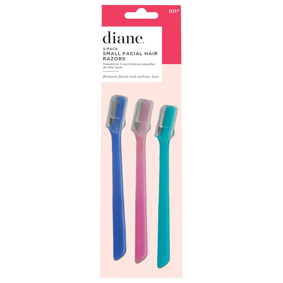 Diane D217 Small Eyebrow Facial Hair Shaper Trimmer Dermaplaning Razor 3 Pack
