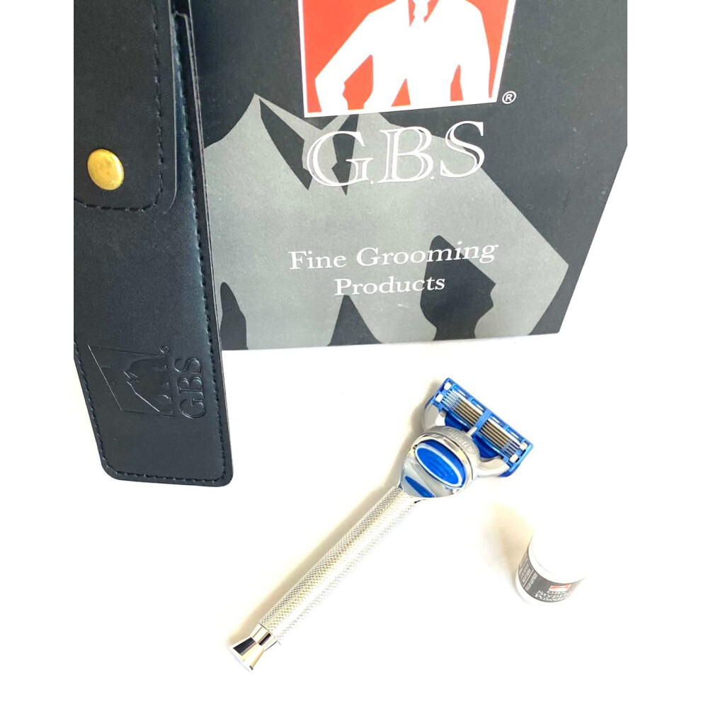 GBS 5 Blades Compatible Razor with Chrome Handle Case and Styptic Powder-image-OPC-PGJ7JDS-NEW