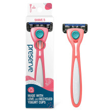 Preserve Shave 5 Fünf-Klingen Nachfüllrasierer, Aus recyceltem Material, Korallenrosa