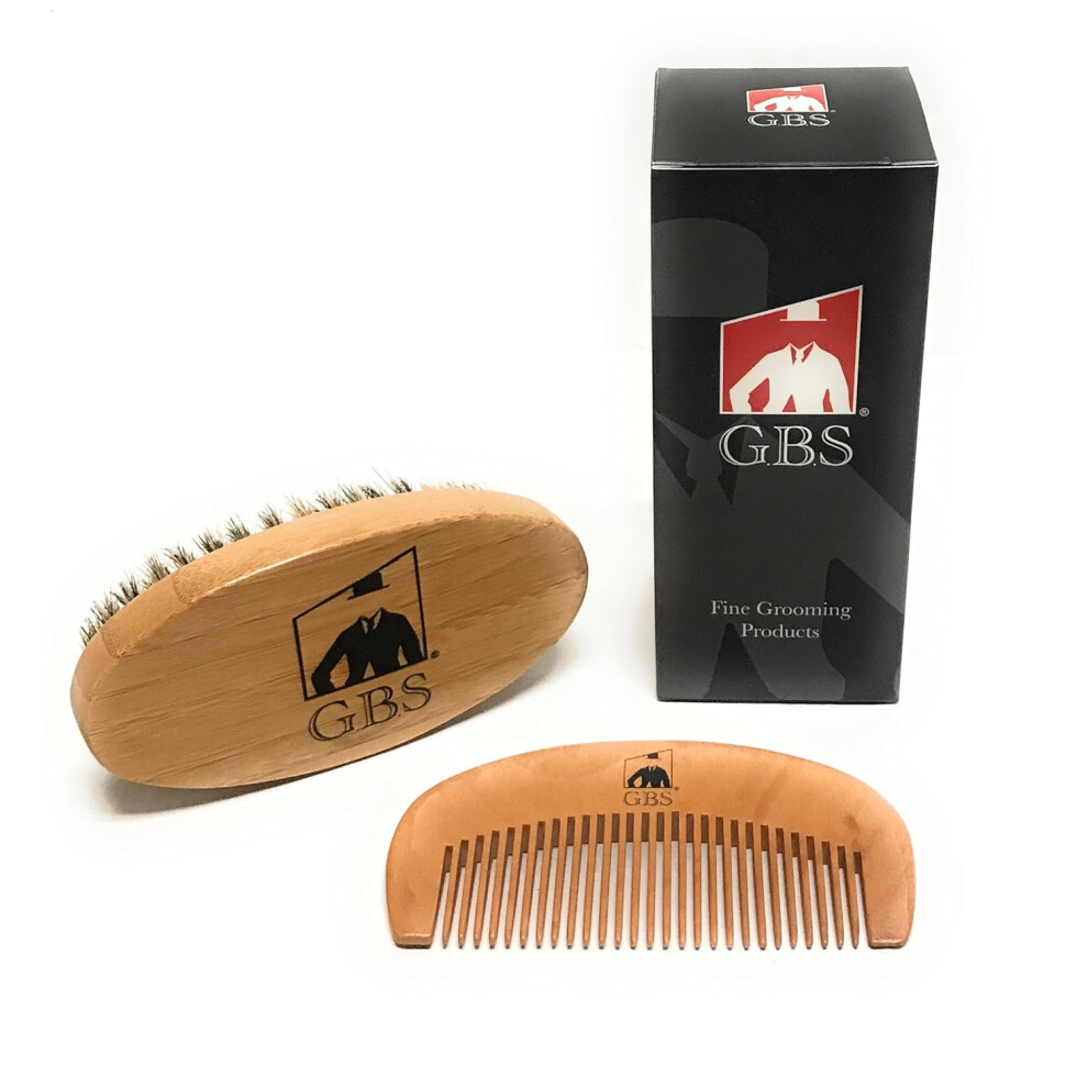 G.b.s Gbs Mens 100 Boar Bristle Beard Brush Natural Wood Beard Comb Hair Mustache Shaving Brush Facial Hair Brush Portable And Travel Friendly
