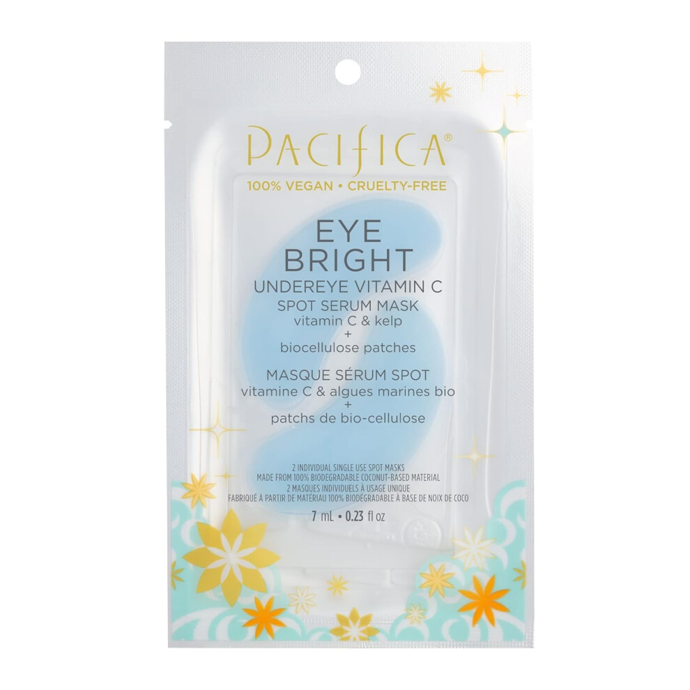 Pacifica Undereye Spot Serum Mask  Bright Eye Vitamin C Mask for Dark Circles  Hydration Brightening Under Eye Treatment Vegan  CrueltyFree 1 Pack