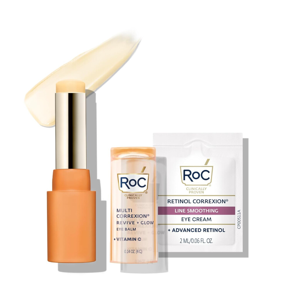 RoC Multi Correxion Revive  Glow Vitamin C Eye Balm 014 oz with Retinol Eye Cream Packette