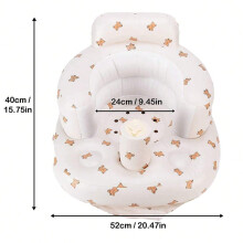 (Care Bear) Infant Shining Baby Inflatable Sofa Children Puff Portable Bath Chairs PVC Multifunctional Seat Practice Sitting Bath Stool