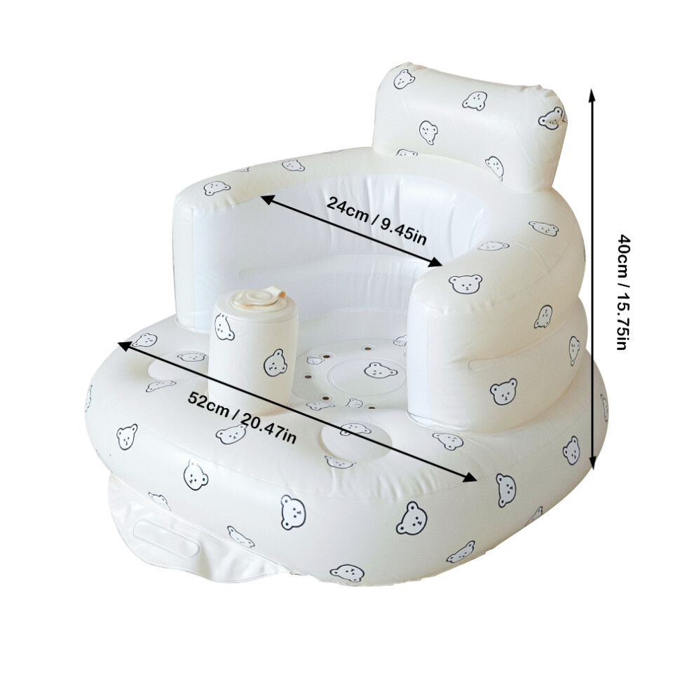 (Whitebear) Infant Shining Baby Inflatable Sofa Children Puff Portable Bath Chairs Pvc Multifunctional Seat Practice Sitting Bath Stool Closkye