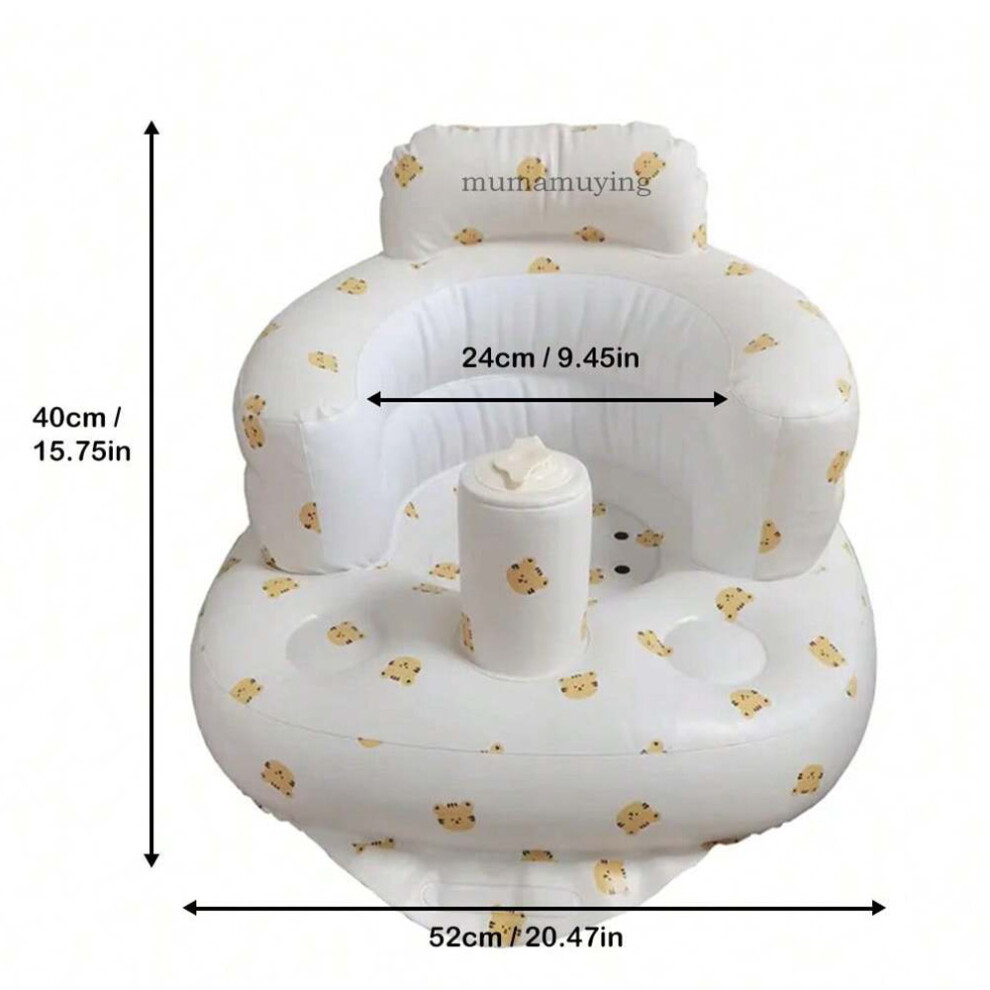 (Tiger) Infant Shining Baby Inflatable Sofa Children Puff Portable Bath Chairs Pvc Multifunctional Seat Practice Sitting Bath Stool Closkye