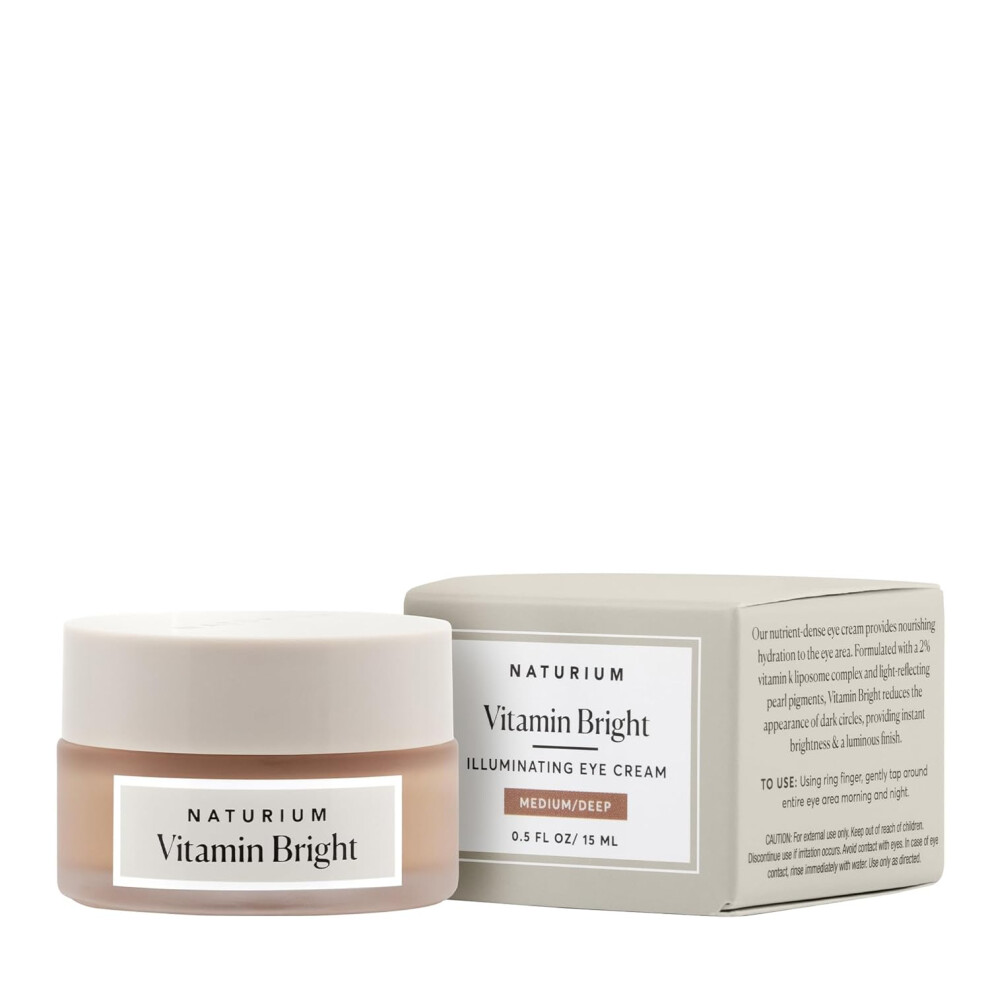 Naturium Vitamin Bright Illuminating Eye Cream Under Eye Repair Cream for Dark Circles with Vitamin K PhytoComplex  Mineral Pigments MediumDeep 05 oz