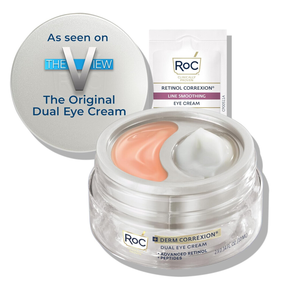 RoC Derm Correxion Dual Eye Cream with Advanced Retinol  Peptides for Puffy Eyes and Dark Circles 68 oz with Retinol Eye Cream Packette