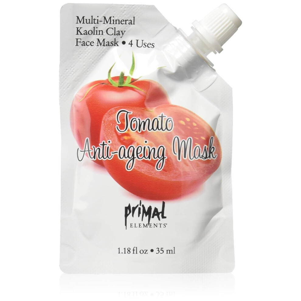 Primal Elements Face Mask Clay Mud Facial Treatment Reduce Pores Treat Blackheads Multiuse Package 118 Oz Tomato Antiaging