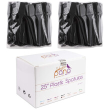 P 200 Stck PANA Kosmetik-Make-up-Einweg-Kunststoff-Spatel, 6,3 cm, Hautpflege, Gesichtscreme, Maske, Spatel (schwarz 200 Stck in einer Box)