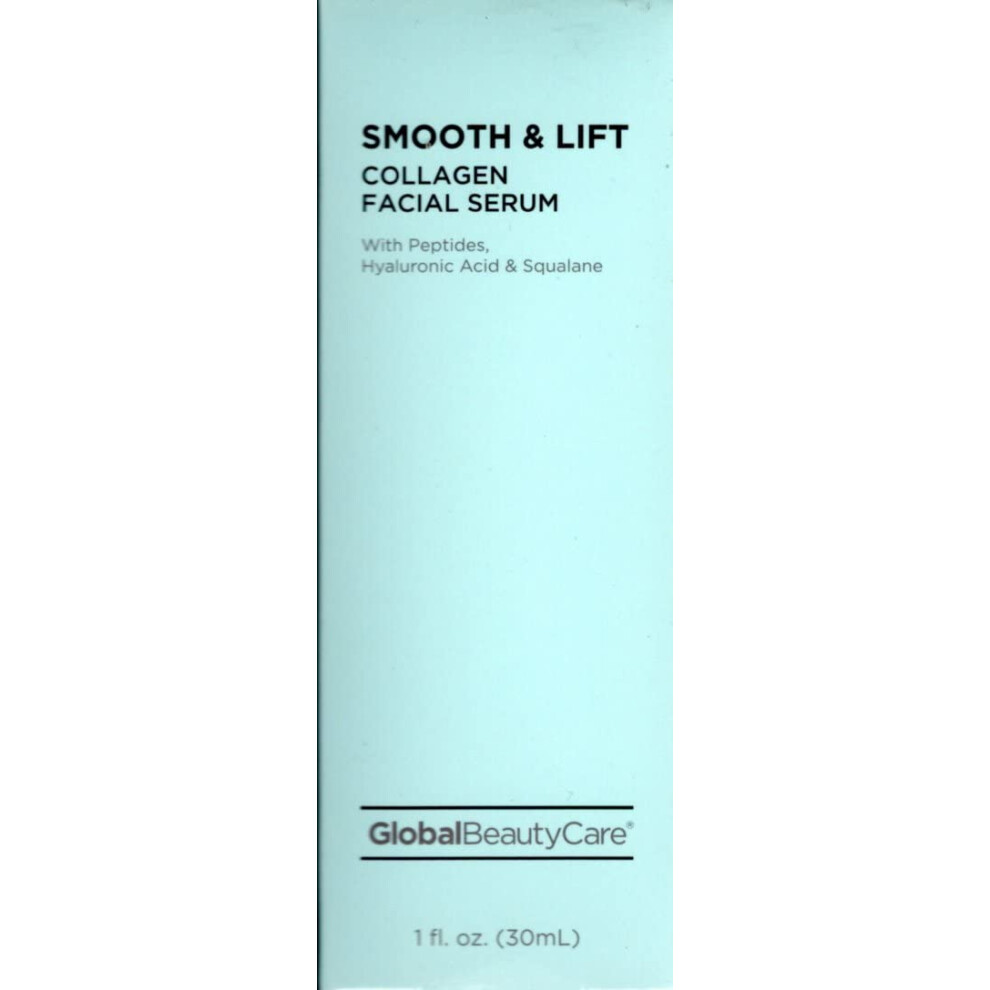 Global Beauty Care Smooth & Lift Collagen Facial Serum With Peptides Hyaluronic Acid & Squalane 1Fl Oz 30Ml