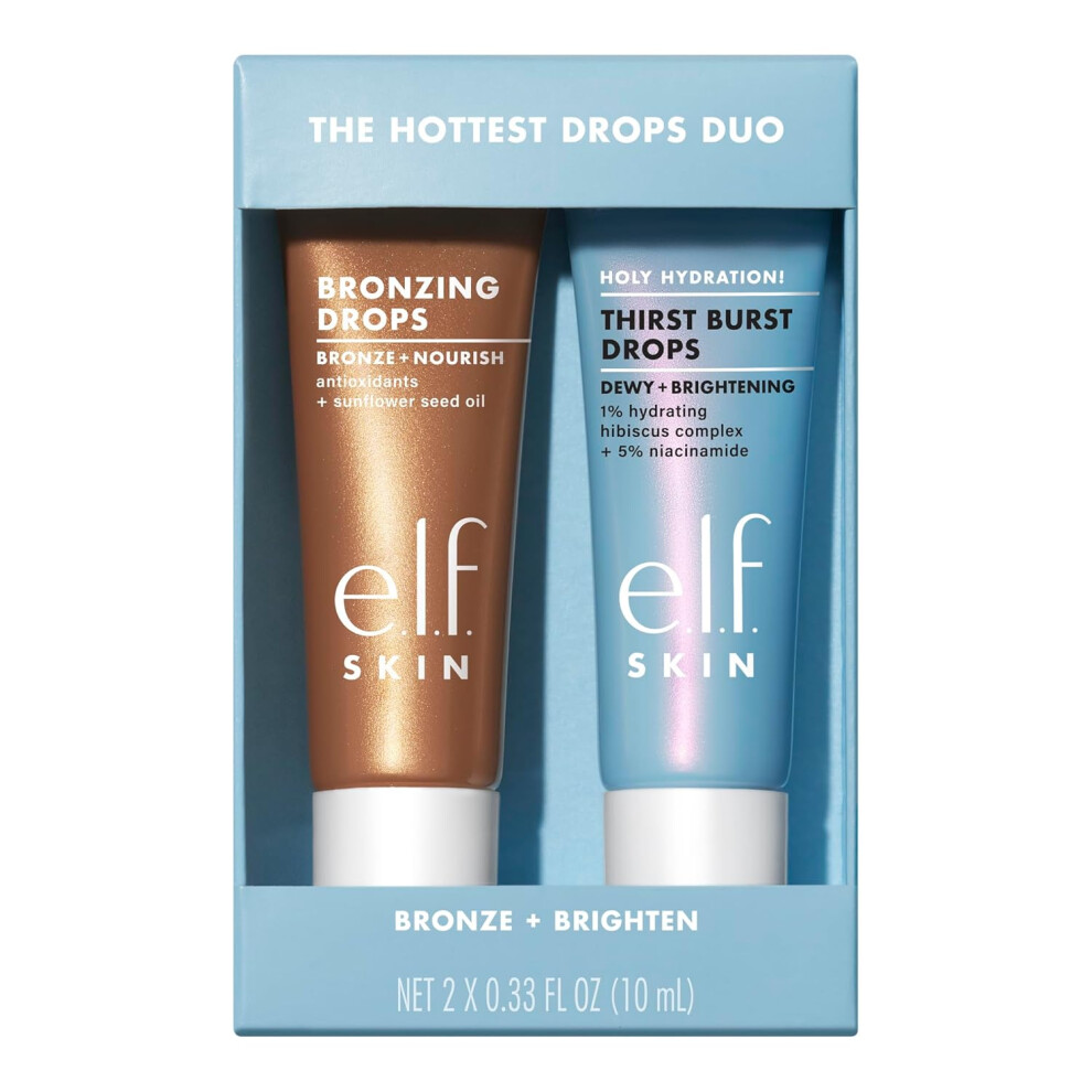 elf SKIN The Hottest Drops Duo Holy Hydration Thirst Burst Drops  Bronzing Drops Skincare Set For A Dewy SunKissed Look Vegan  CrueltyFree