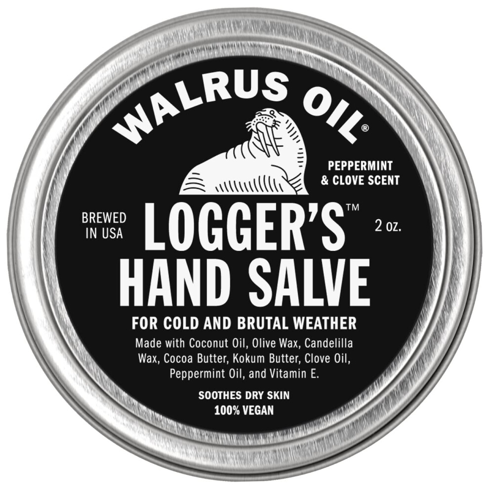 Walrus Oil  Loggers Hand Salve Cream 2oz 100 Vegan and BeeswaxFree Made with Coconut Oil Cocoa Butter Olive Wax and more Peppermint and Clove scent-image-OPC-PGJ7MRN-NEW