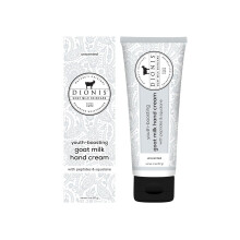Dionis Youth Boosting Goat Milk Hand Cream 2oz met peptiden en squalaan voor een levendigere en gezondere huid, ongeparfumeerd
