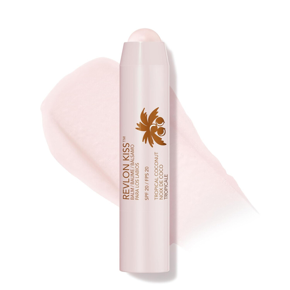 Photos - Lipstick & Lip Gloss Revlon Kiss Tinted Lip Balm with SPF 20 Hydrating Flavored Infused with Natural Fruit Oils 010 Tropical Coconut 009 oz 