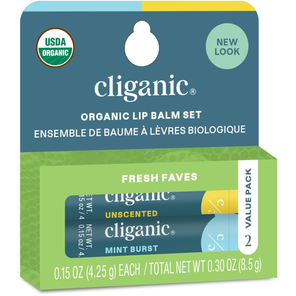 Cliganic Organic Lip Balm 2 Pack Fresh Faves