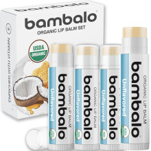 USDA Organic Unflavored 4Pack Lip Balm Set Beeswax Coconut Oil Best Lip Repair for Dry Cracked Lips Moisturizing Lip Care