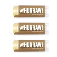 Hurra! Kokos-Lippenbalsam im 3er-Pack: Bio-zertifiziert, vegan, tierversuchs- und glutenfrei. GVO-frei, 100 % natrliche Inhaltsstoffe. Frei von Bien
