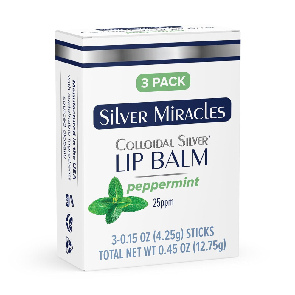 Silver Miracles Colloidal Silver Lip Balm Tube 3 Pack