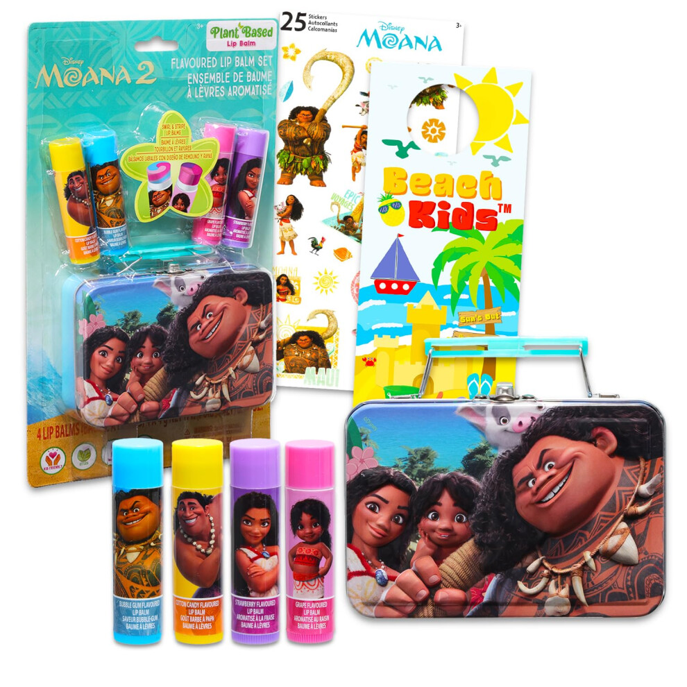 Disney Moana Lip Balm Set  Bundle with 4 Moana Lip Balm Tubes Stickers and More  Moana Lip Balm Kit for Kids