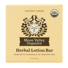 Moon Valley Organics Herbal Lotion Bar in Coconut Lemon Moon Melt Bar Calendula und Beinwell-Bienenwachs heilen und regenerieren rissige Haut, beruhi