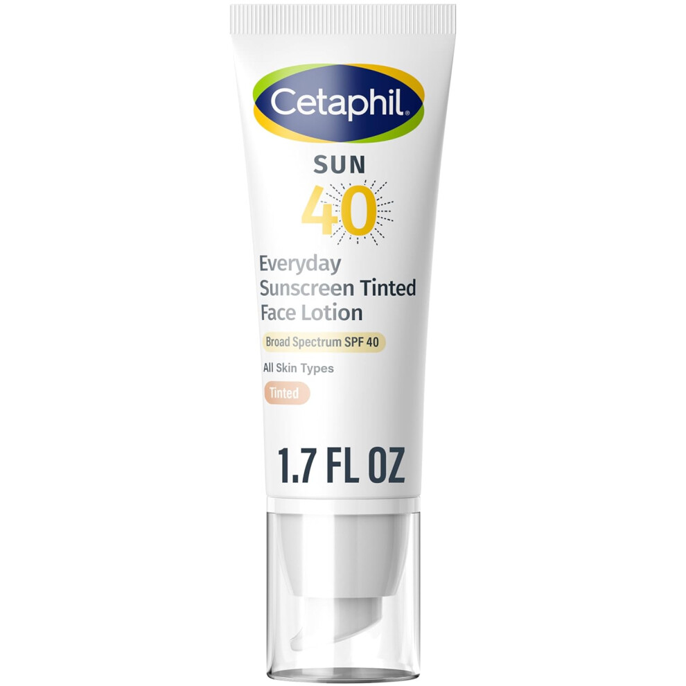 Cetaphil Everyday Sunscreen Getinte Lotion Voor Gezicht 1,7 Fl Oz 100% Minerale Zonnebrandcr?Me: Titaniumdioxide & Zinkoxide Spf 40 Voor De Gevoe-image