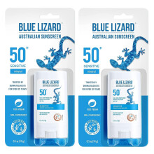 BLUE LIZARD Sensitive Mineral Sunscreen Stick med zinkoxid SPF 50+ Vandafvisende UVA UVB-beskyttelse Let at pfre Parfumefri 0,5 Oz (pakke med 2