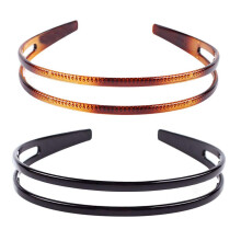 mollensiuer 2Pcs Simple and Fashion Doublelayer Plastic Headbands Fine Tooth Hairband Hair Hoop Hair Acessories for Womens Lady Girls Black Brown