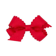 Wee Ones Klassieke Grosgrain-haarstrik voor meisjes met geschulpte randen en effen wikkel midden op een WeeStay-haarclip Medium rood