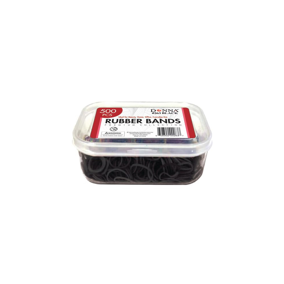 Donna Black Rubberbands 500ct for Braids Twist Locs Womens Hair Mens Hair Kids Hair