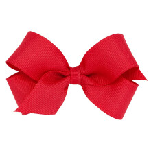 Wee Ones meisjes klassieke grosgrain haarstrik met effen wikkel midden op een WeeStay haarclip handgemaakte mini-formaat strik rood