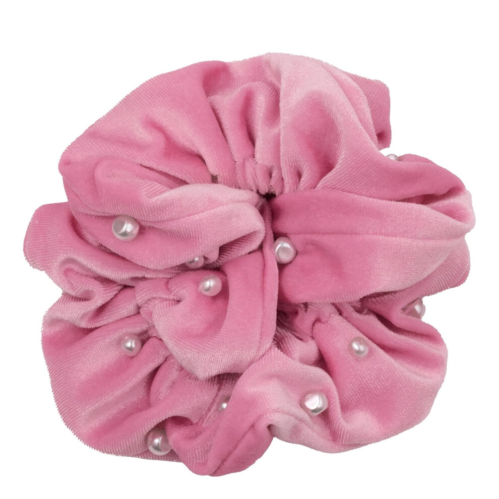 Lilly Pulitzer Grand Scrunchie Ruffle Velvet Twill Scrunchie avec des perles Mignon Hair Ties pour les femmes et les filles conque coquille rose