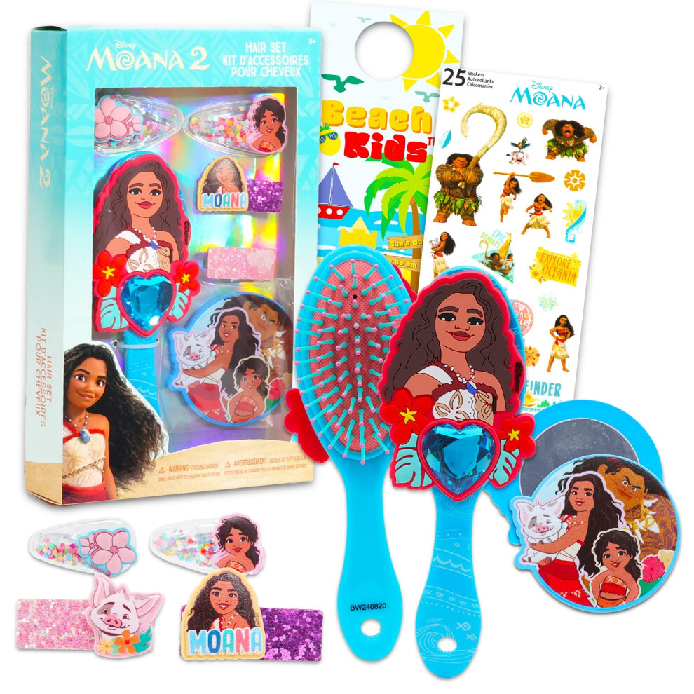 Moana 2 Hair Accessories Set for Girls  Bundle with Moana Hair Brush Hair Clips Mirror and More  Moana Hair Accessories for Girls