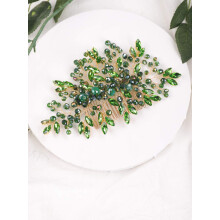 Aimimier Bridal Emerald Hair Comb Green Crystal Hair Piece Wedding Hair Accessories for Women and Girls Green