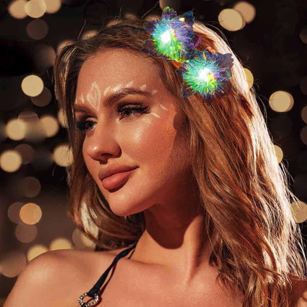 Ebraico Clip Per Capelli Illuminati A Led Con Spille Scintillanti Boccini Scintillanti Accessori Per Capelli Per Donne E Ragazze (Fiore Colorato)