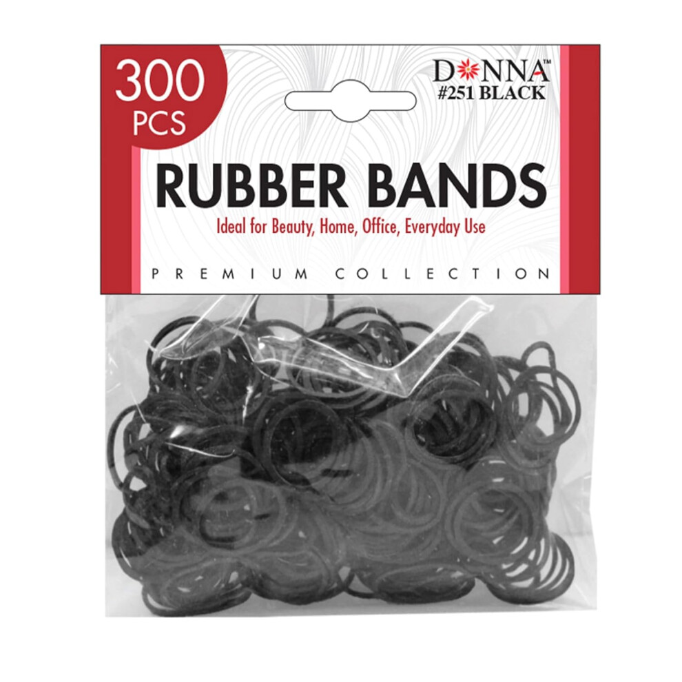 Donna 300ct Black Rubberbands for Braids Twist Locs or Ponytails 1pack of 300 Rubberbands Black