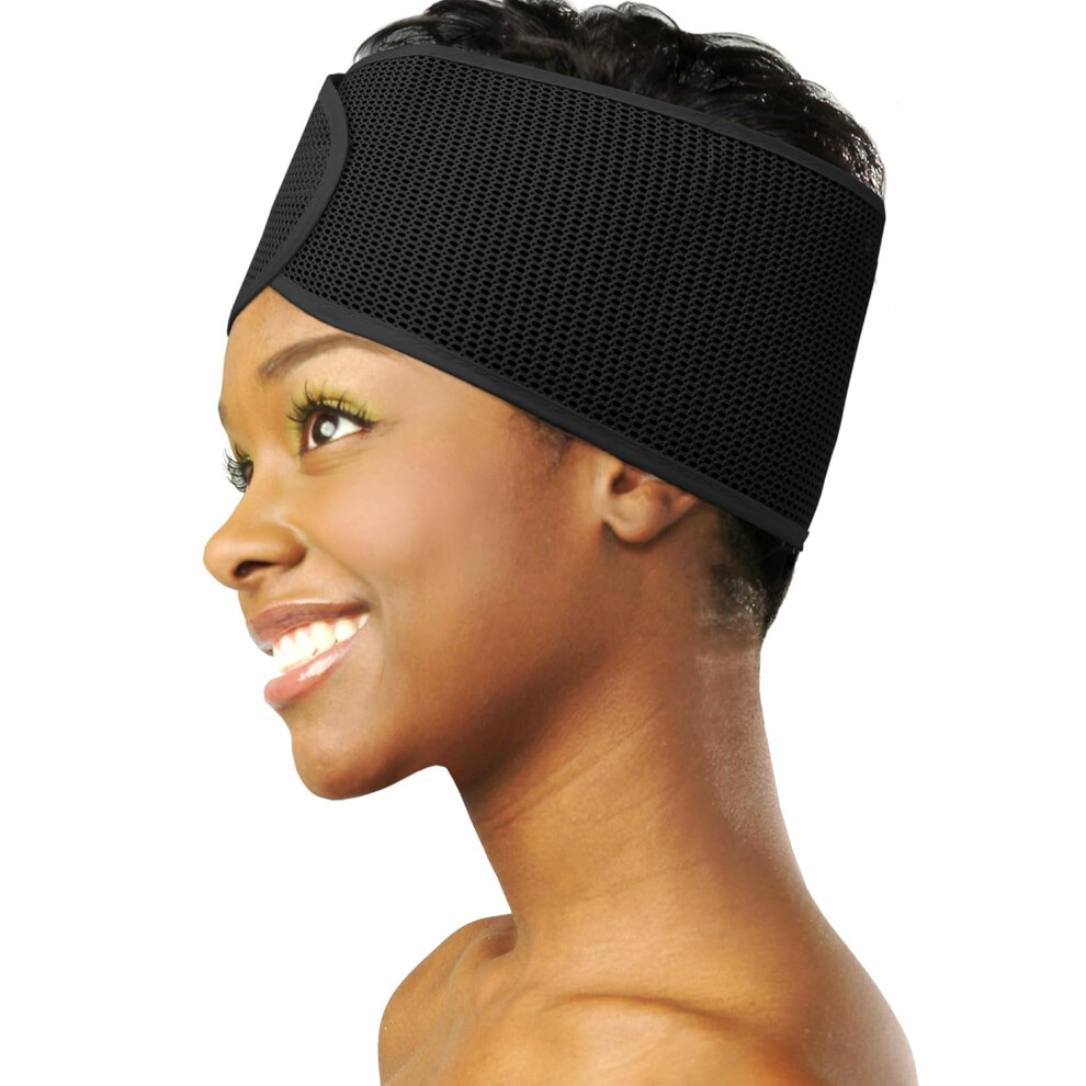 DONNA Extra Firm Mesh Wrap 225 x 45 Headband for Women Mesh Wrap for Womens Hair for Face Wash for Makeup Hair Accessories Headbands Black Color