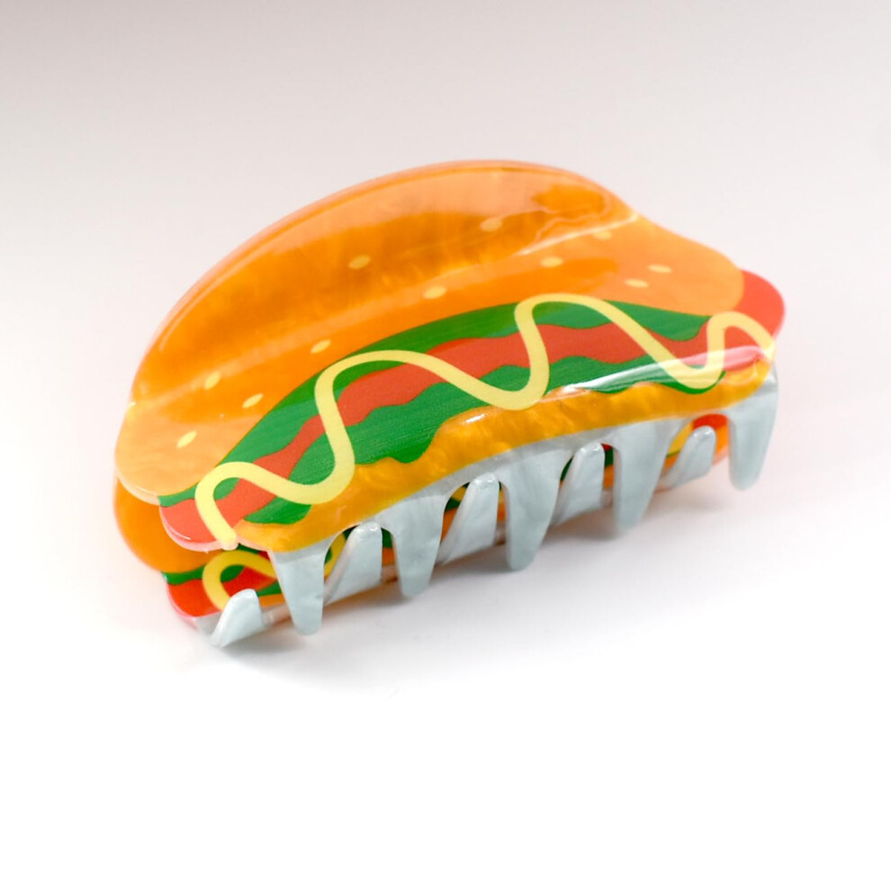 Hamburger A Forma Di Capelli Clip Clip Dopamina Cibo Non Slittamento Accessori 3,2 """" X 2 """" Per Capelli Sottili Donne Ragazze Giallo Hamburger