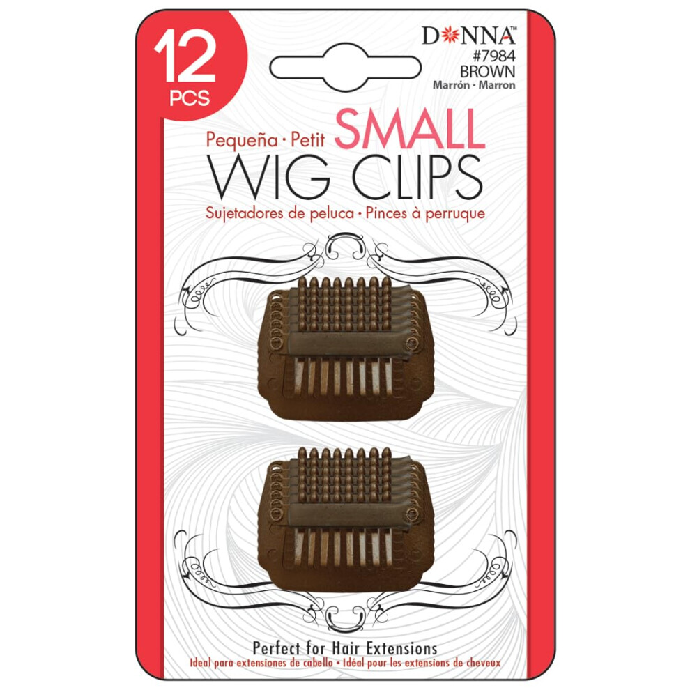 Donna Wig Clips 12pcs Hair Extension 1PC BROWN SMALL