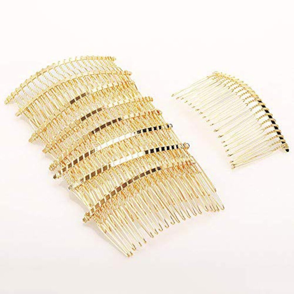 Rocutus Unisex Gold 10Pcs 20 Teeth Metal Wire Hair Clip Combs Fancy Diy Bridal Wedding Veil Combs For Women Rust Resistant Durable