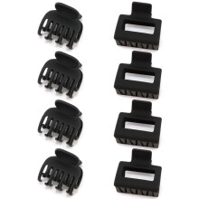 ATODEN Kleine Zwarte Clips 8 Stuks Schattig 2 """" Vierkant en 1,5 """" Dubbele Rij Tanden Matte Medium Mini Klauw Clips voor Dik Dun Fijn Haar