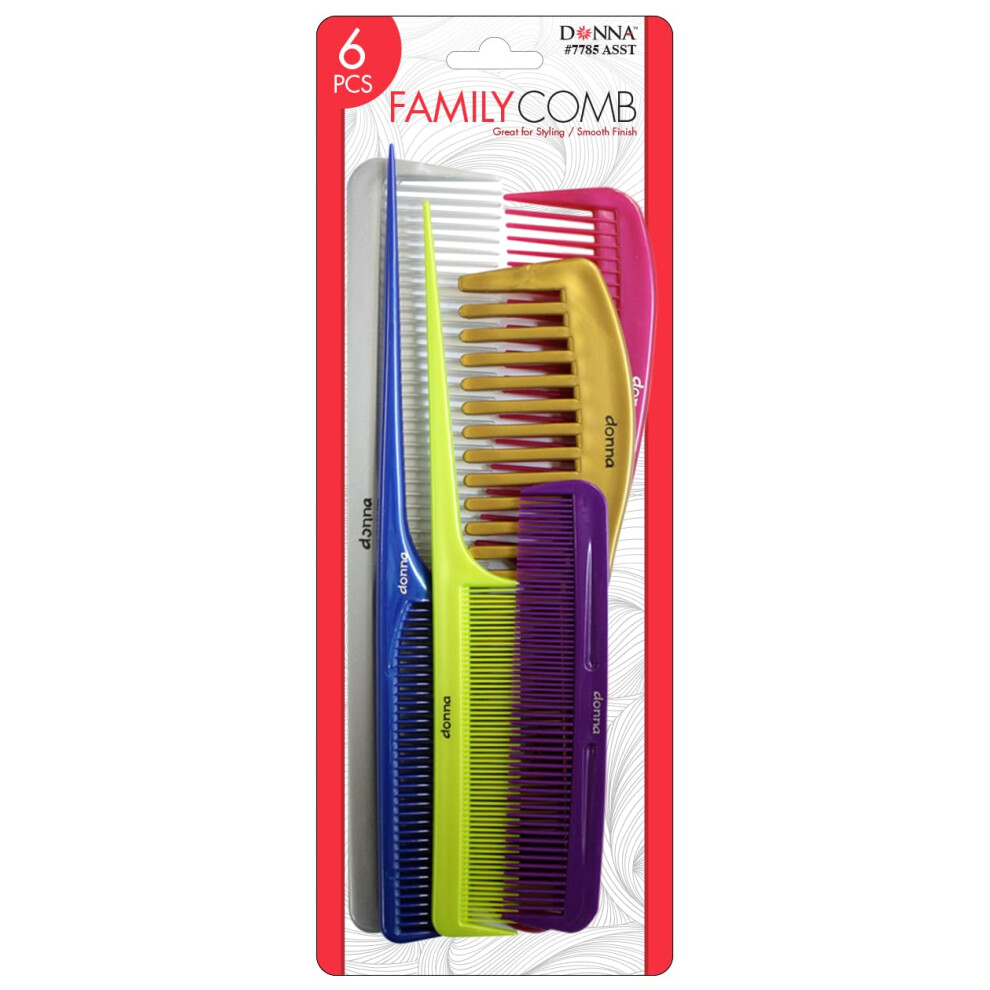 DONNA PREMIUM PEARL COMBO COMBS Great for All Hair Type Hair Styling Comb for Women Men and Salon 1PC Family